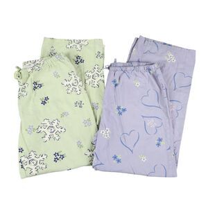 Life Is Good Cotton Pajama Pants Set Snowflake Heart Print Size Large Lot of 2